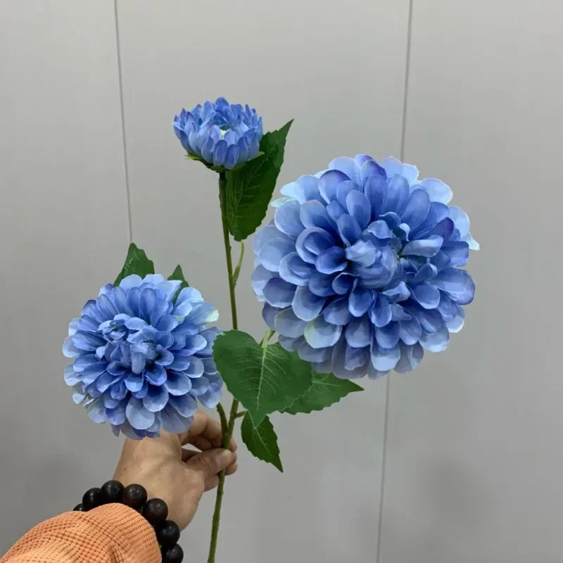 Lifelike Artificial Hydrangea Flowers Bulk – 3-Head Silk Hydrangea Branch