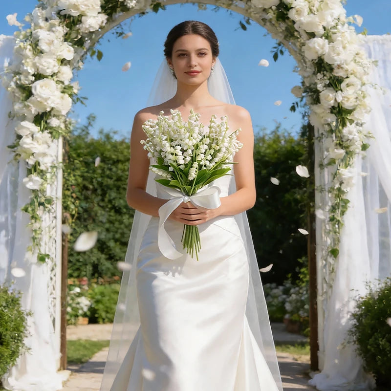 Artificial Lily of the Valley Bouquet Bulk – White Silk Bridal Artificial Bouquet