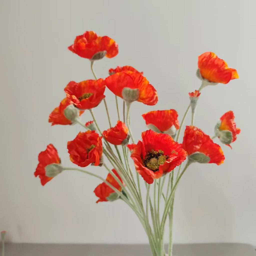 Artificial Poppy Stems – 65cm Long Faux Flowers for Wedding, DIY Decor