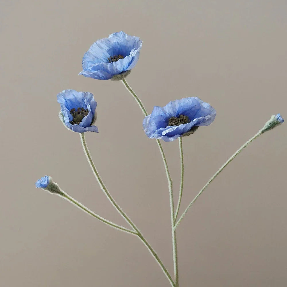 Artificial Poppy Stems – 65cm Long Faux Flowers for Wedding, DIY Decor
