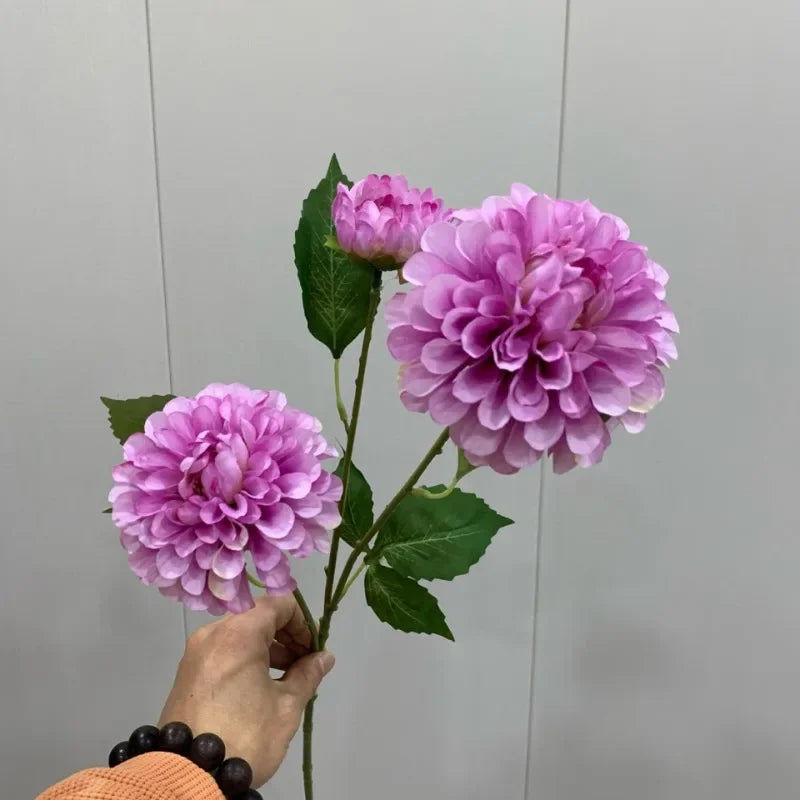 Lifelike Artificial Hydrangea Flowers Bulk – 3-Head Silk Hydrangea Branch