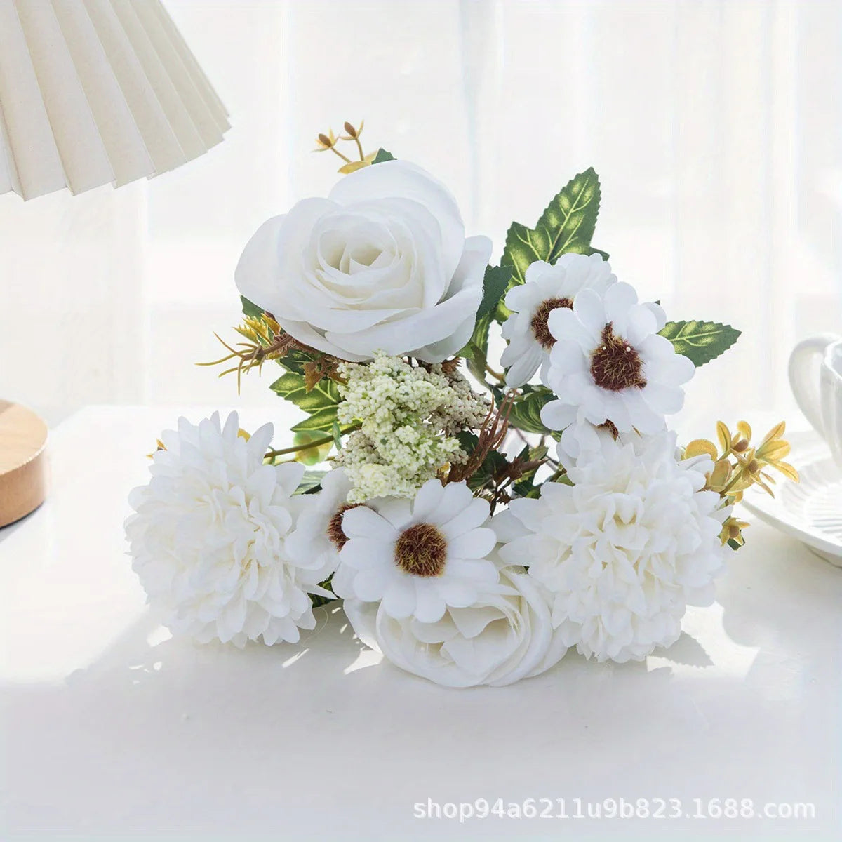 44CM Artificial Dandelion & Peony Bouquet Bulk – Faux Floral Arrangement White Pink
