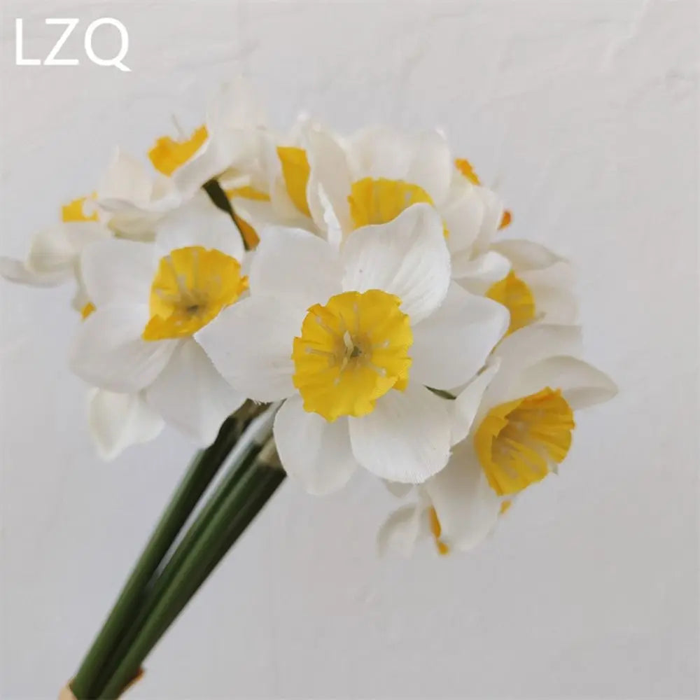 Artificial Daffodil Flower Bouquet – 6PCS Bundle Faux Daffodil Flowers for Wedding Decor, Home Arrangement, Spring Centerpieces & Event Decorations