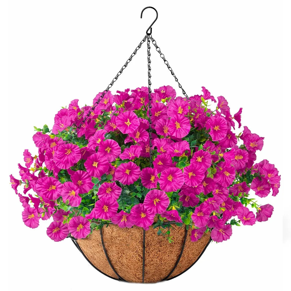 Artificial Hanging Petunia Basket – Outdoor Porch & Garden Flower Decor