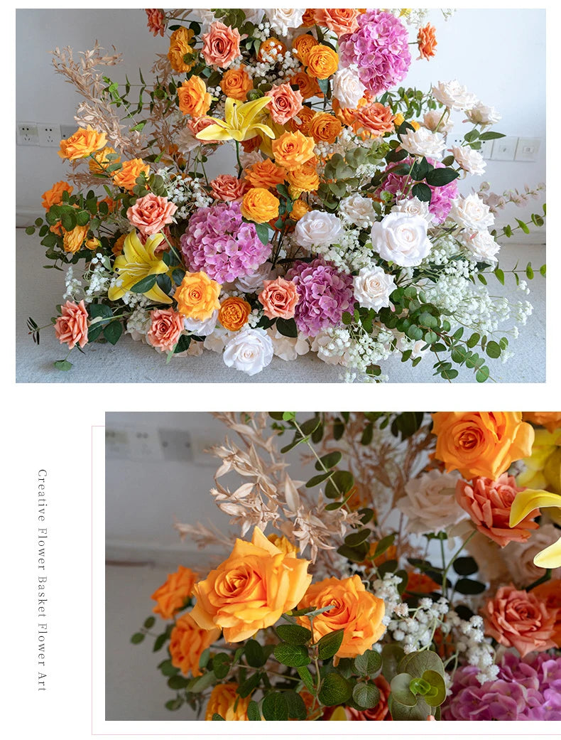 Colorful Rose Wildflower Wedding Arch Backdrop Bulk – Silk Floral Row 160–200cm