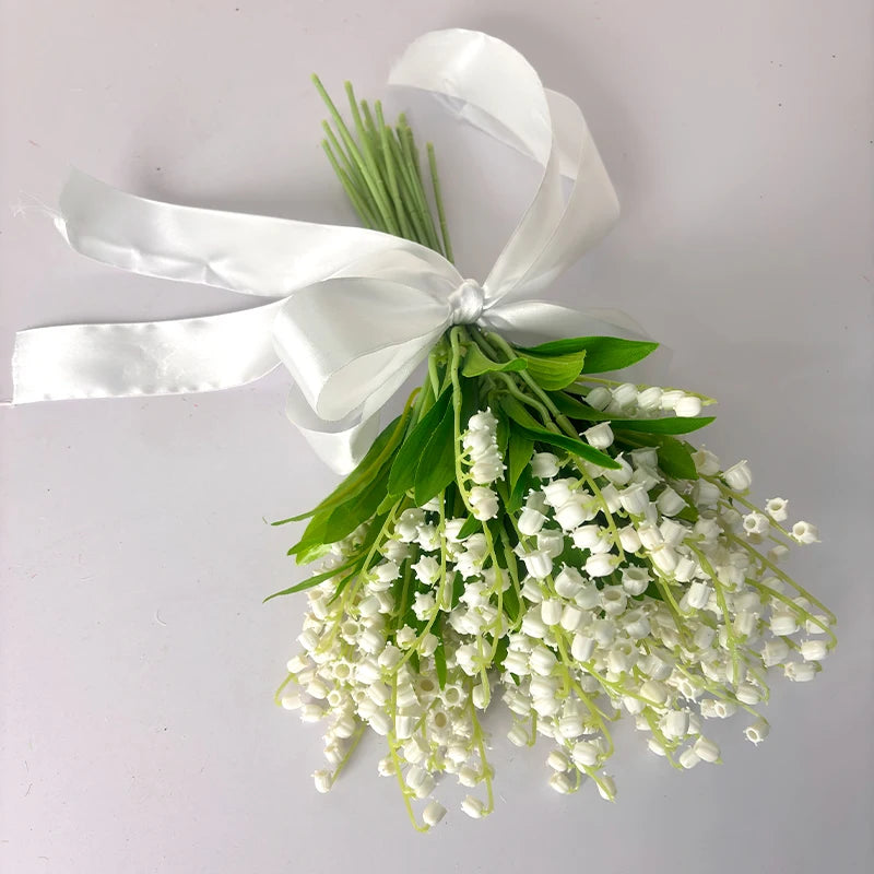Artificial Lily of the Valley Bouquet Bulk – White Silk Bridal Artificial Bouquet