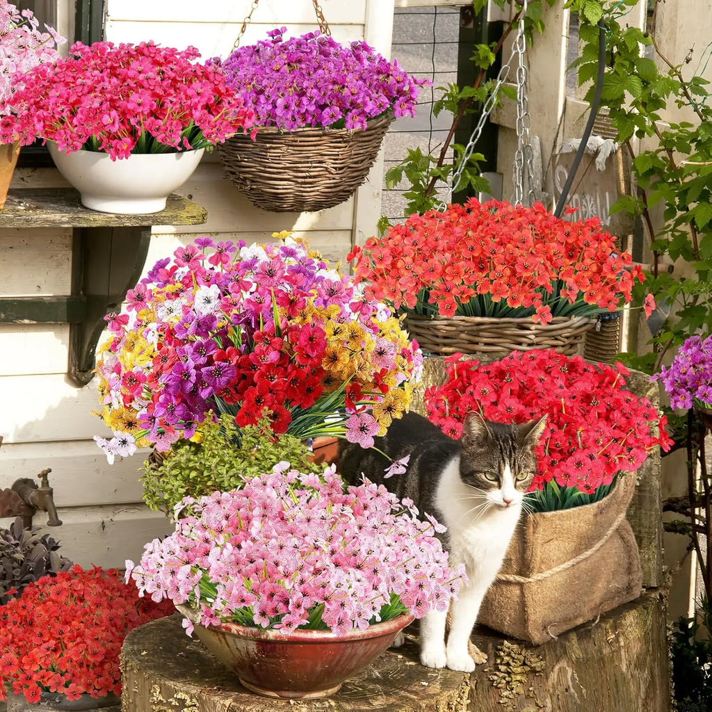 Artificial Carnation & Geranium Bushel Bouquet Outdoor