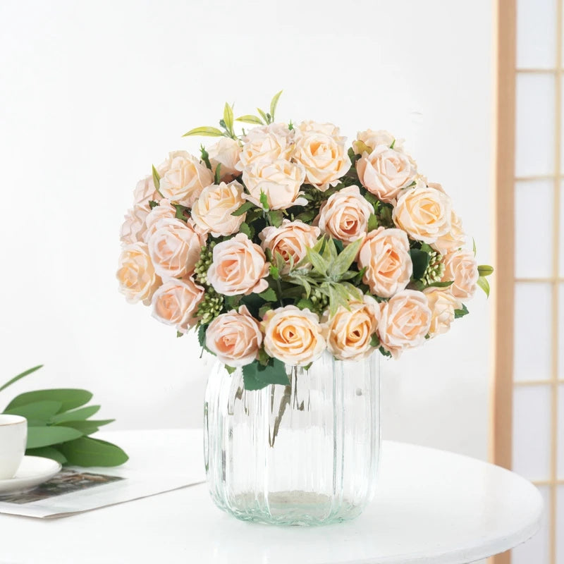 Bulk Artificial Roses- 10-Head Silk Bouquet