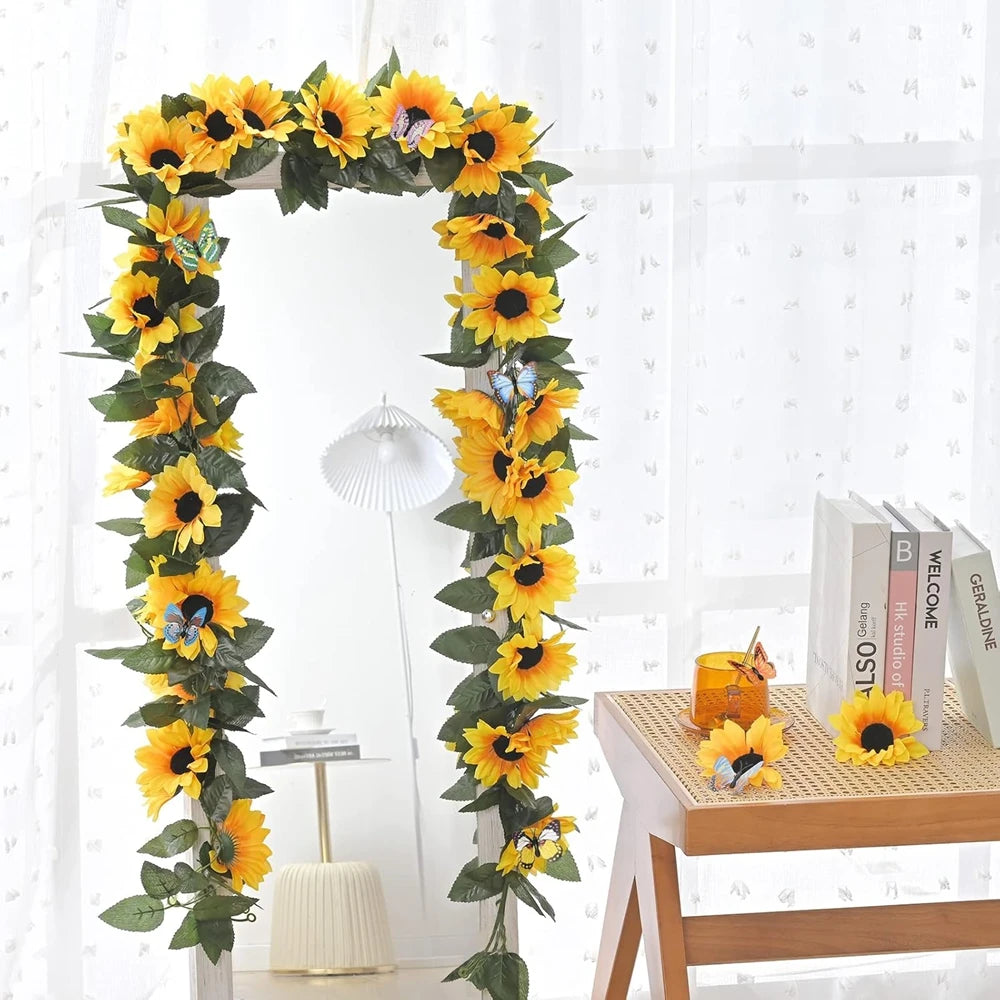 Artificial Sunflower Vine Garland – Hanging Wreath