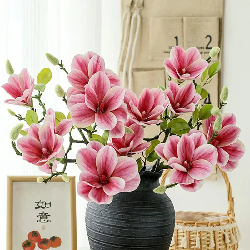 Artificial Magnolia Branch Bulk – 3-Head Real Touch Faux Flowers