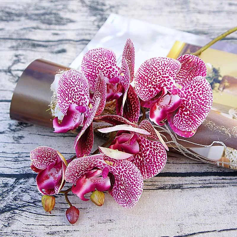 6 Head Silk Faux Butterfly Orchid Flowers
