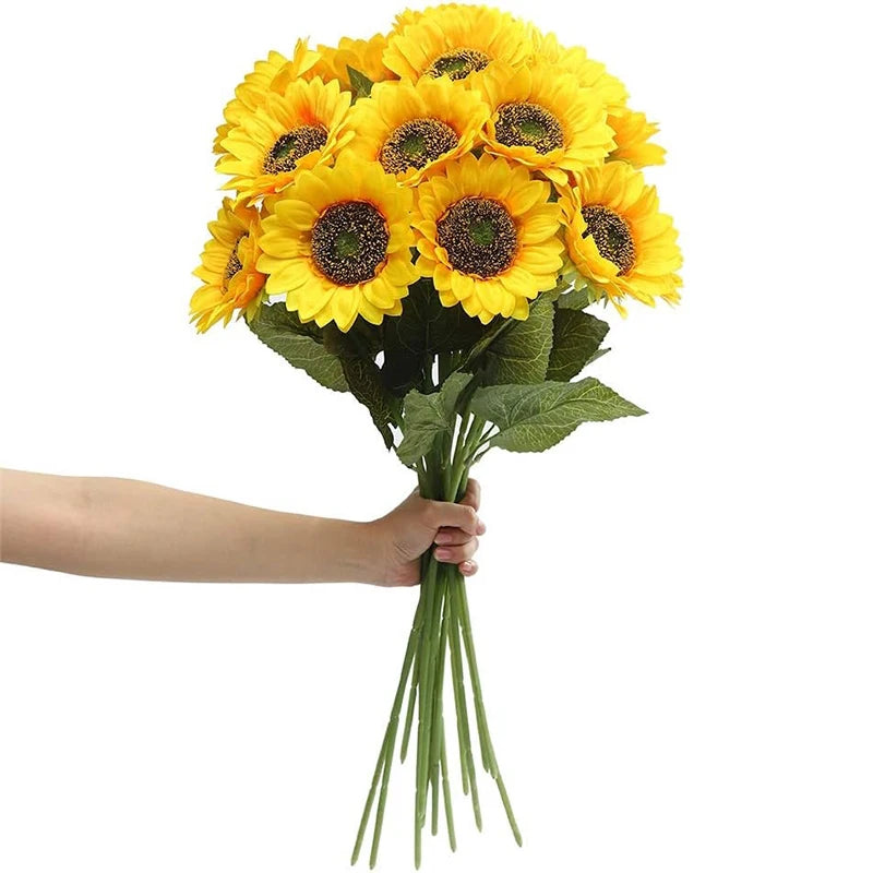 Artificial Sunflower Bouquet – Silk Real Touch Faux Flowers