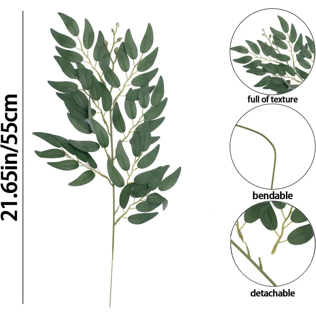 Artificial Italian Ruscus Greenery Stems Bulk – Realistic Faux Silk Leaf Vines