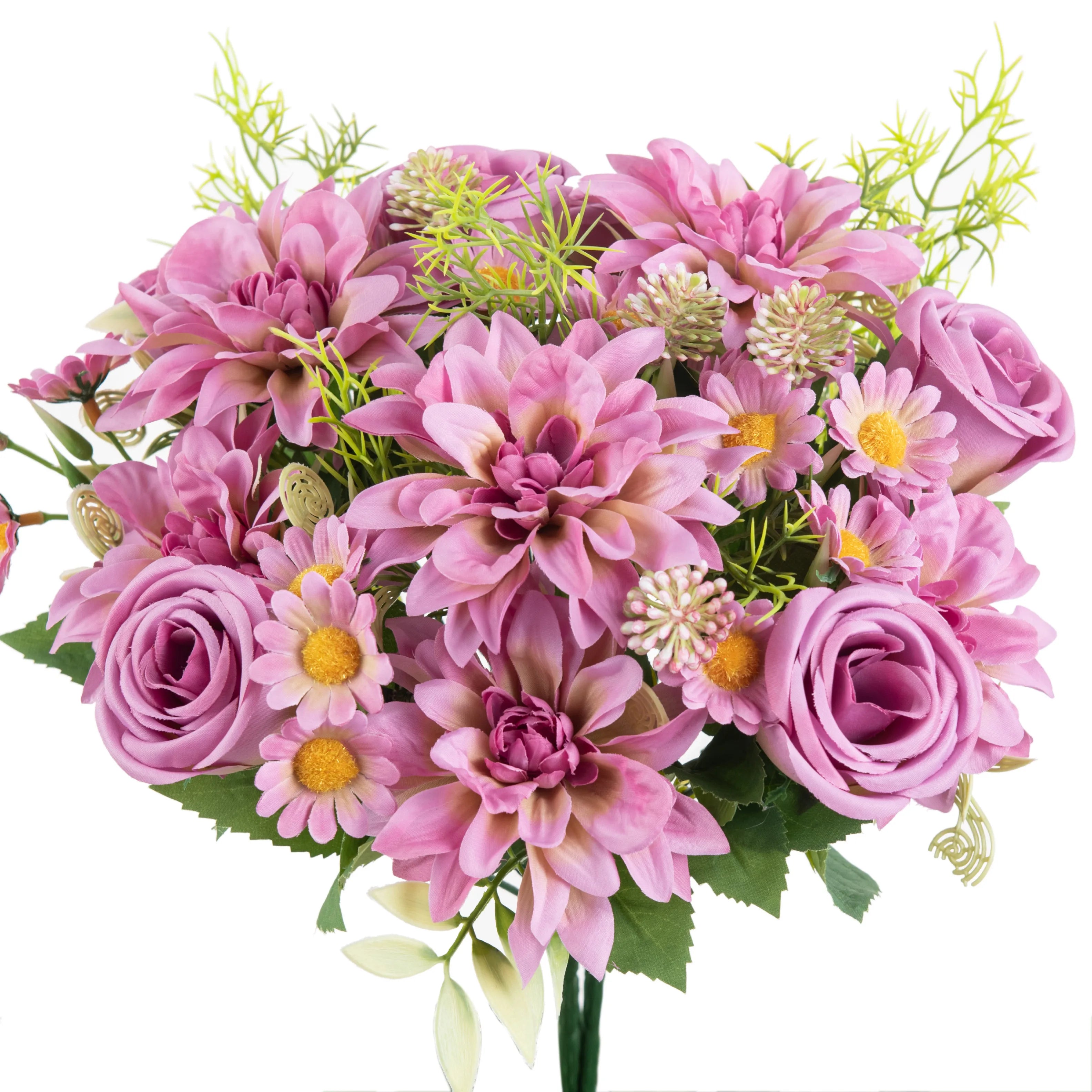 Artificial Dahlia Rose Bouquet – Silk Faux Flowers