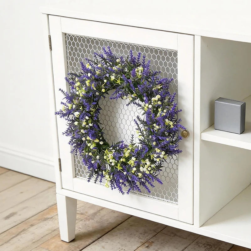 Artificial Lavender Wreath Set – Hanging Lavender Wreaths for Indoor/Outdoor