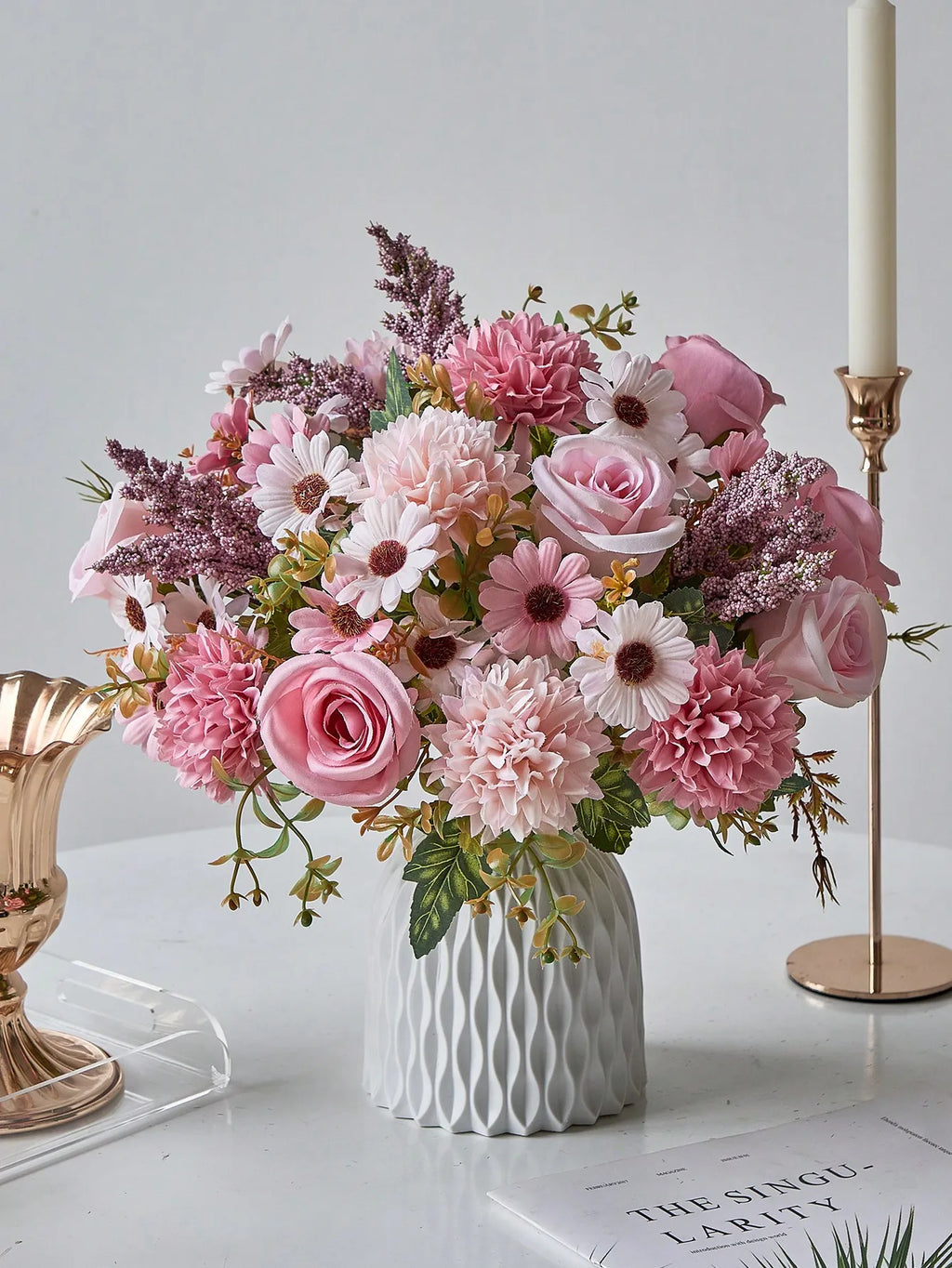 Artificial Rose & Daisy Bouquet 1/3PCS – Silk Fake Flowers