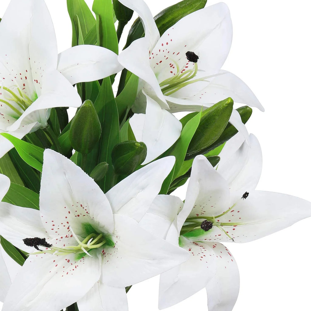 5 Bouquets Artificial Tiger Lily Flowers – Real Touch Faux Lily Bouquets