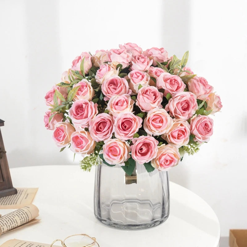 Bulk Artificial Roses- 10-Head Silk Bouquet