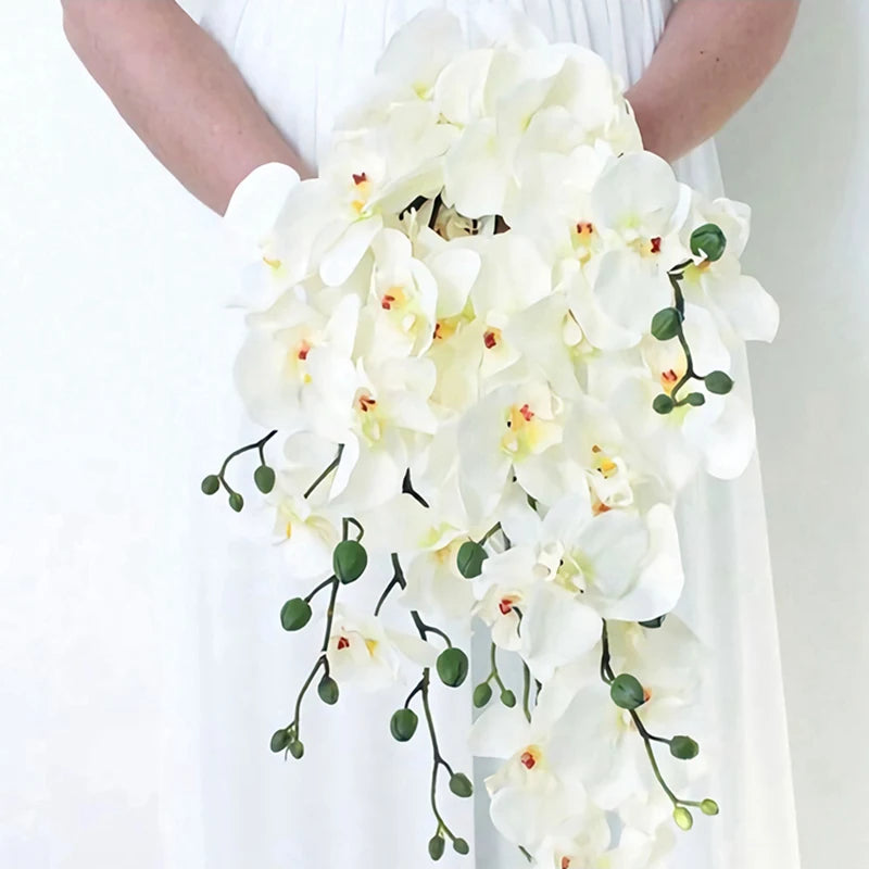 9-Head 98cm Artificial Butterfly Orchid Stem | Realistic Faux Moth Orchid Branch for Wedding Décor, Home Styling & Seasonal Celebrations