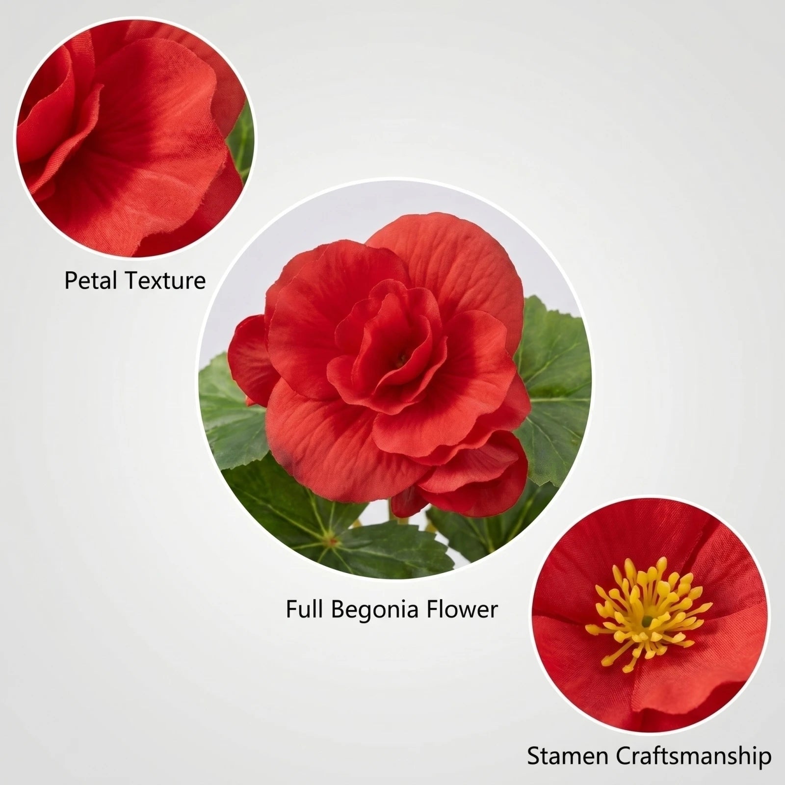 10pcs Artificial Begonia Flowers Bulk
