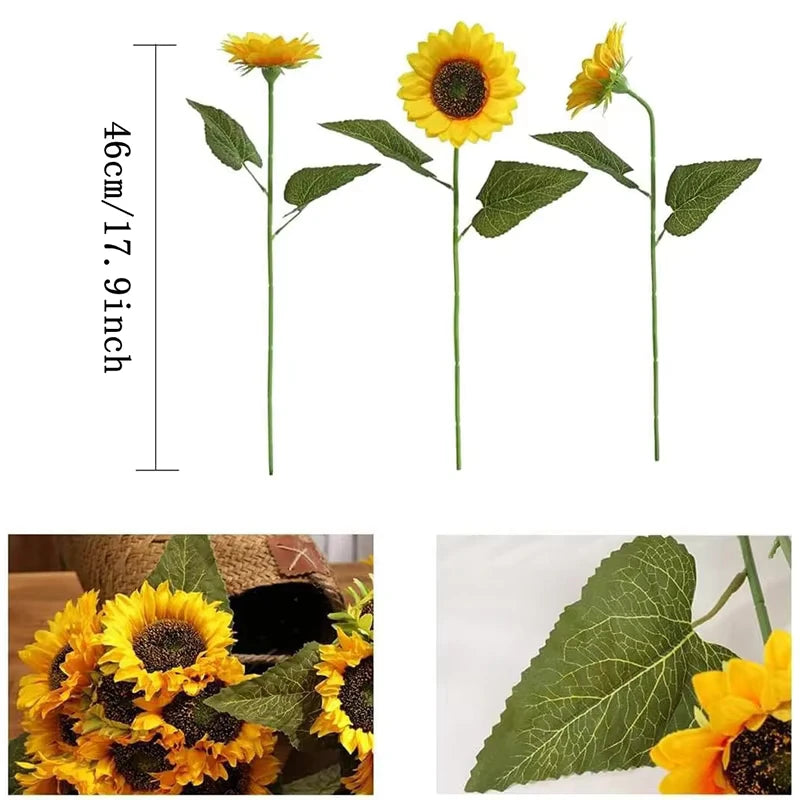 Artificial Sunflower Bouquet – Silk Real Touch Faux Flowers