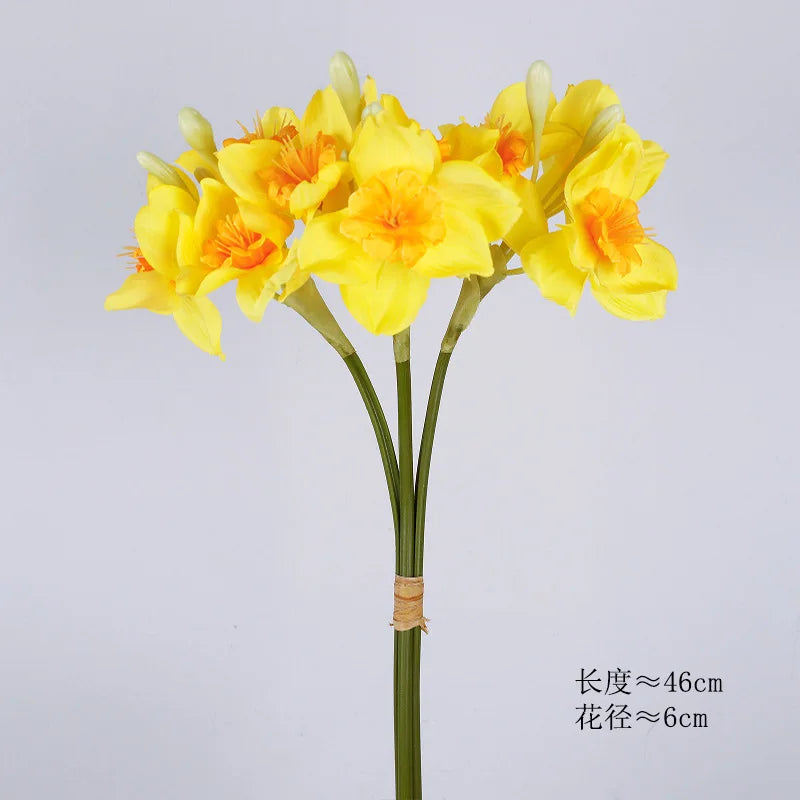 Bulk Artificial Daffodil Flower Bouquet – 3pcs Silk Daffodil