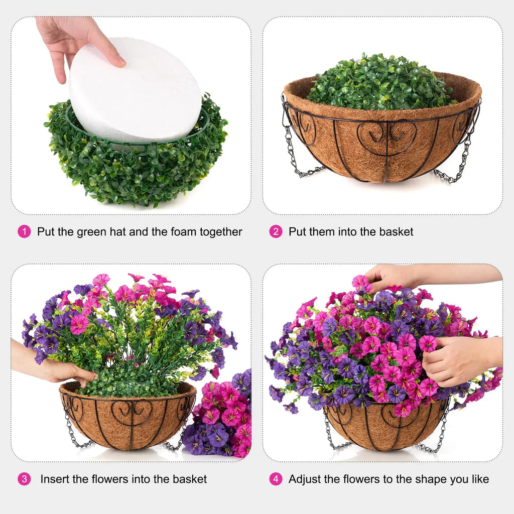 Artificial Hanging Petunia Basket – Outdoor Porch & Garden Flower Decor