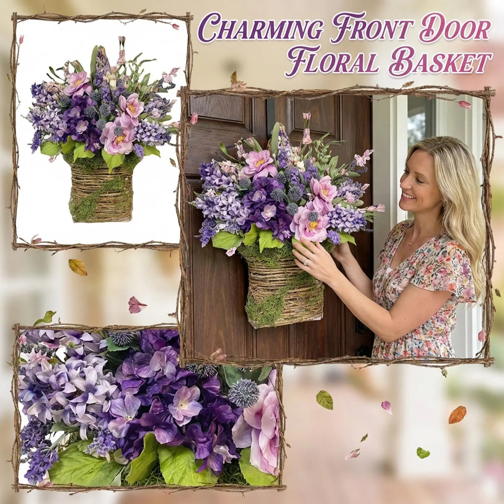 Artificial Flower Hanging Basket, Front Door Decor