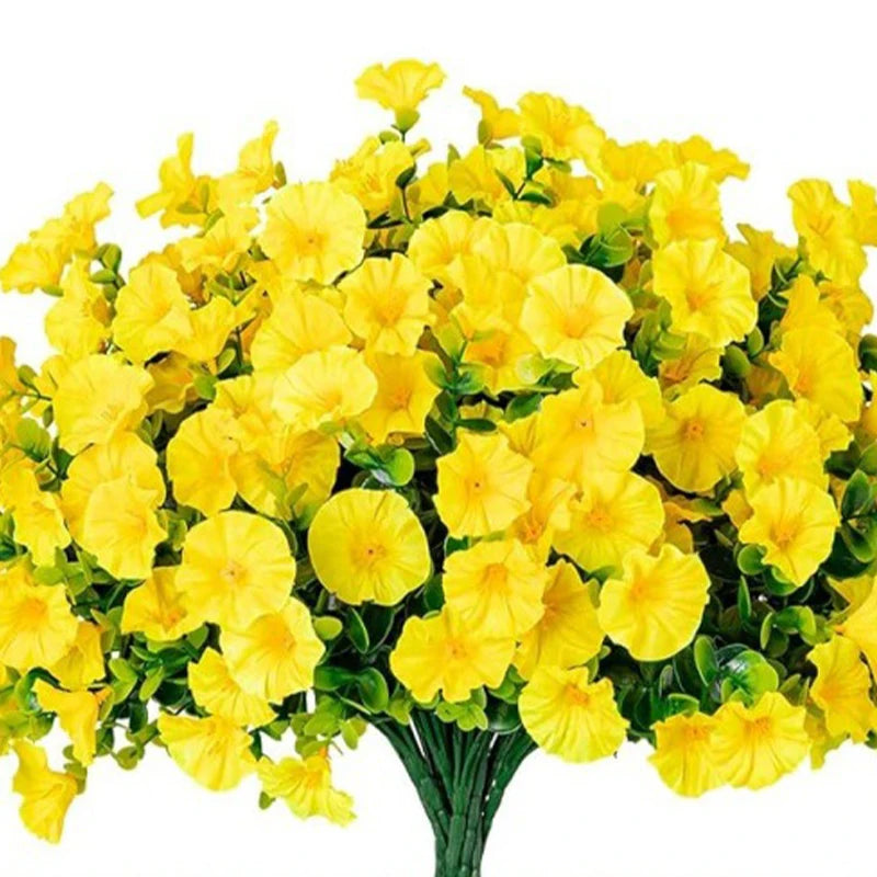 4 Bundles Artificial Morning Glory Flowers – UV Resistant Outdoor