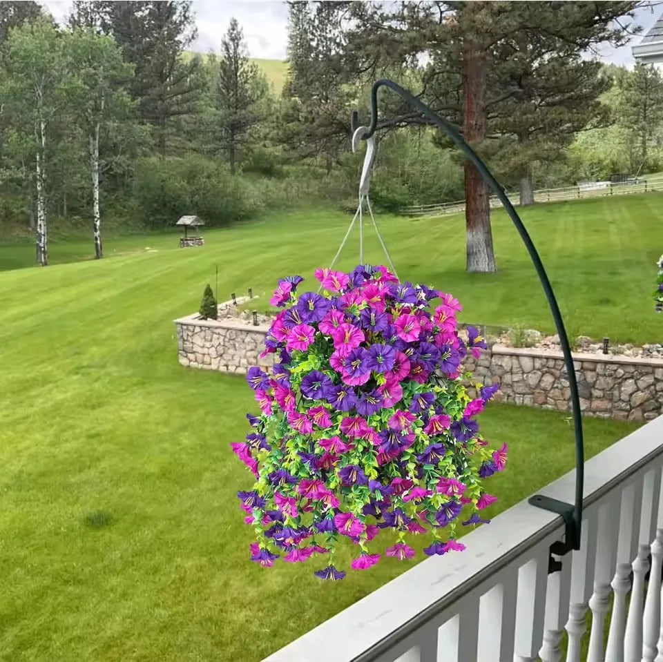 1/10PCS Artificial Morning Glory Hanging Flowers – UV Resistant Faux Petunia Vine Plants for Outdoor Wall, Garden, Porch, Wedding & Home Decor
