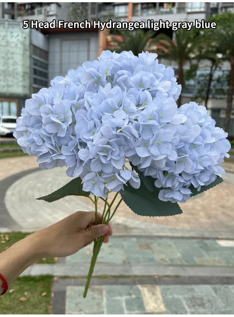 Artificial Hydrangea Bouquet – 5 Heads Silk Flowers