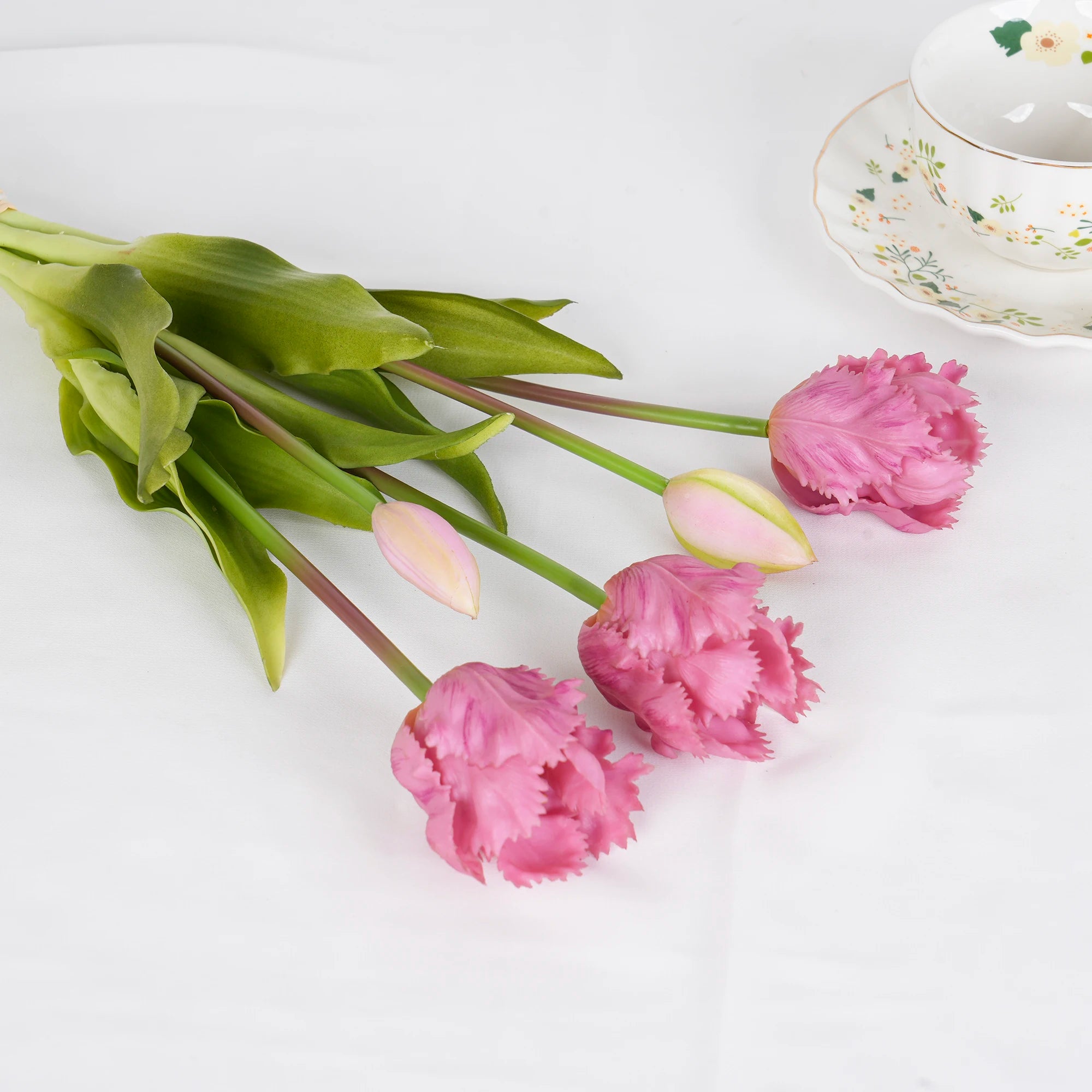 Parrot Wave Real Touch Tulip Artificial Flowers Bulk – Soft Silicone Latex Faux Tulip Bouquet | Perma Petals