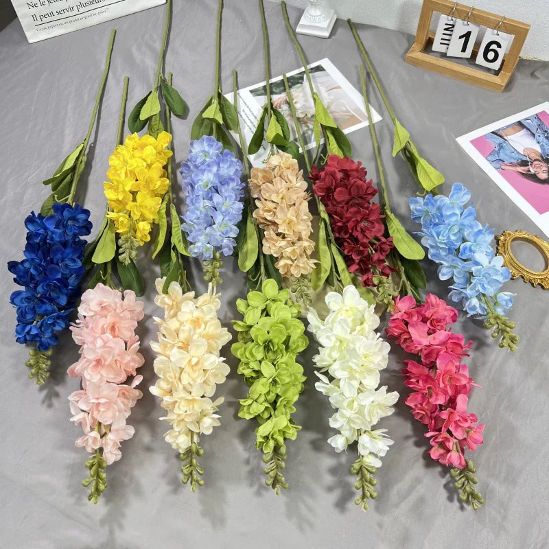 Artificial Hyacinth Flowers Bulk with Green Leaves – Violet Silk Faux Hyacinth Branch