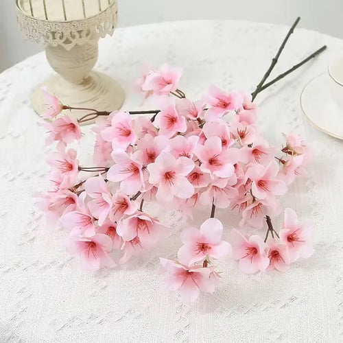 8PCS Artificial Peach Blossom Stems Bulk – Silk Cherry Blossom Branches