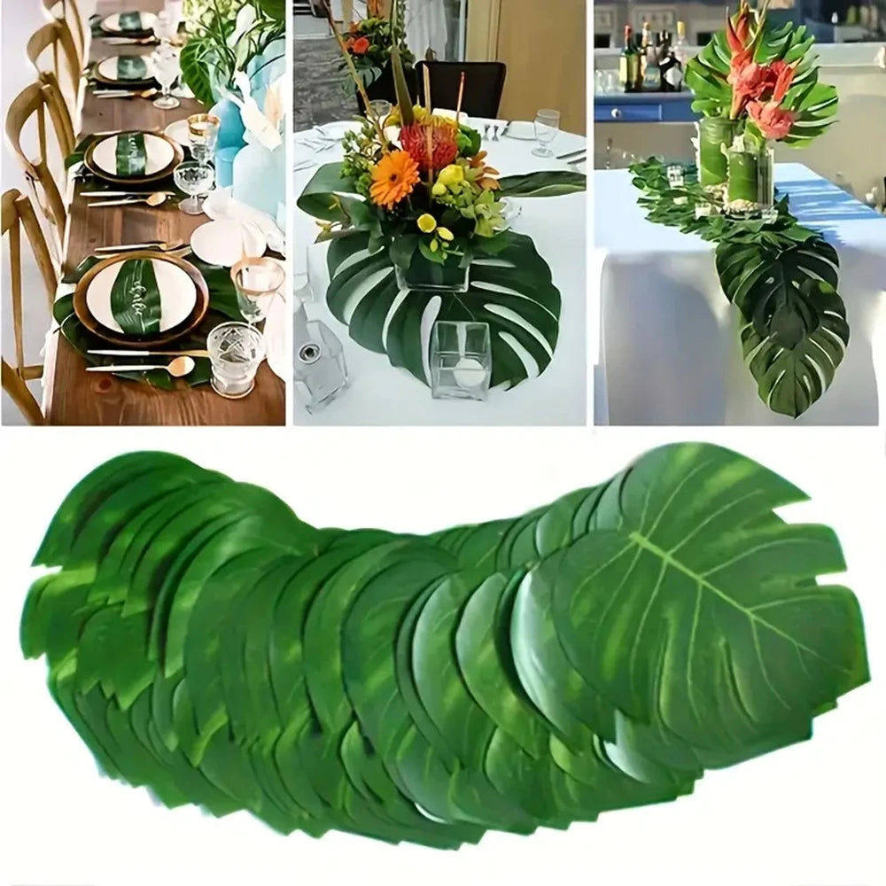 38PCS Artificial Palm Leaf Set Bulk – Realistic Tropical Faux Greenery Bouquet