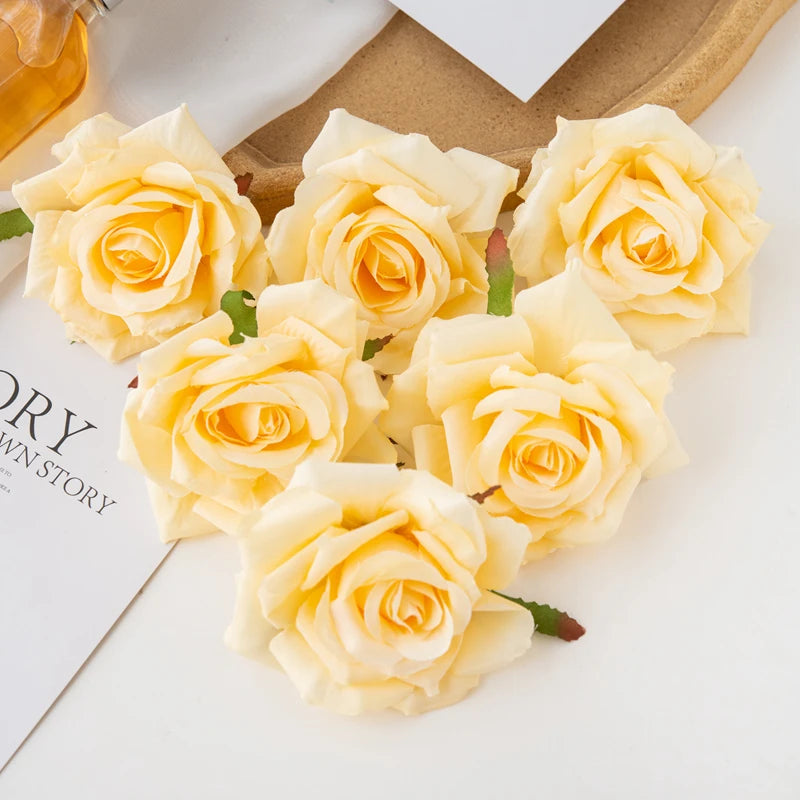 100PCS Artificial Silk Rose Heads Bulk – 10cm Faux Flowers