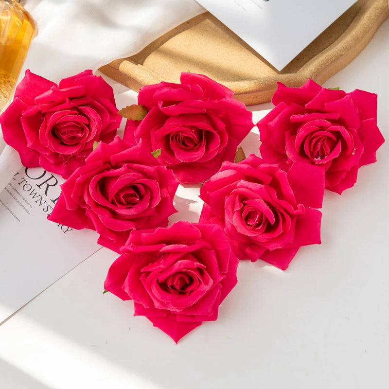 100PCS Artificial Silk Rose Heads Bulk – 10cm Faux Flowers