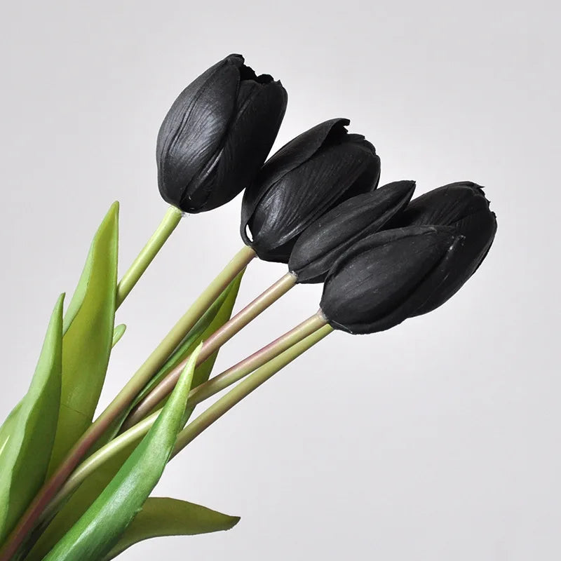 5PCS Real Touch Silicone Tulip Artificial Flower Bouquet Bulk – Latex Faux Tulips