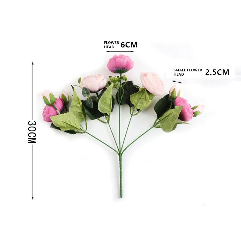 Artificial Rose & Peony Bouquet – Silk Wedding Bridal Flowers, Faux Roses & Peonies