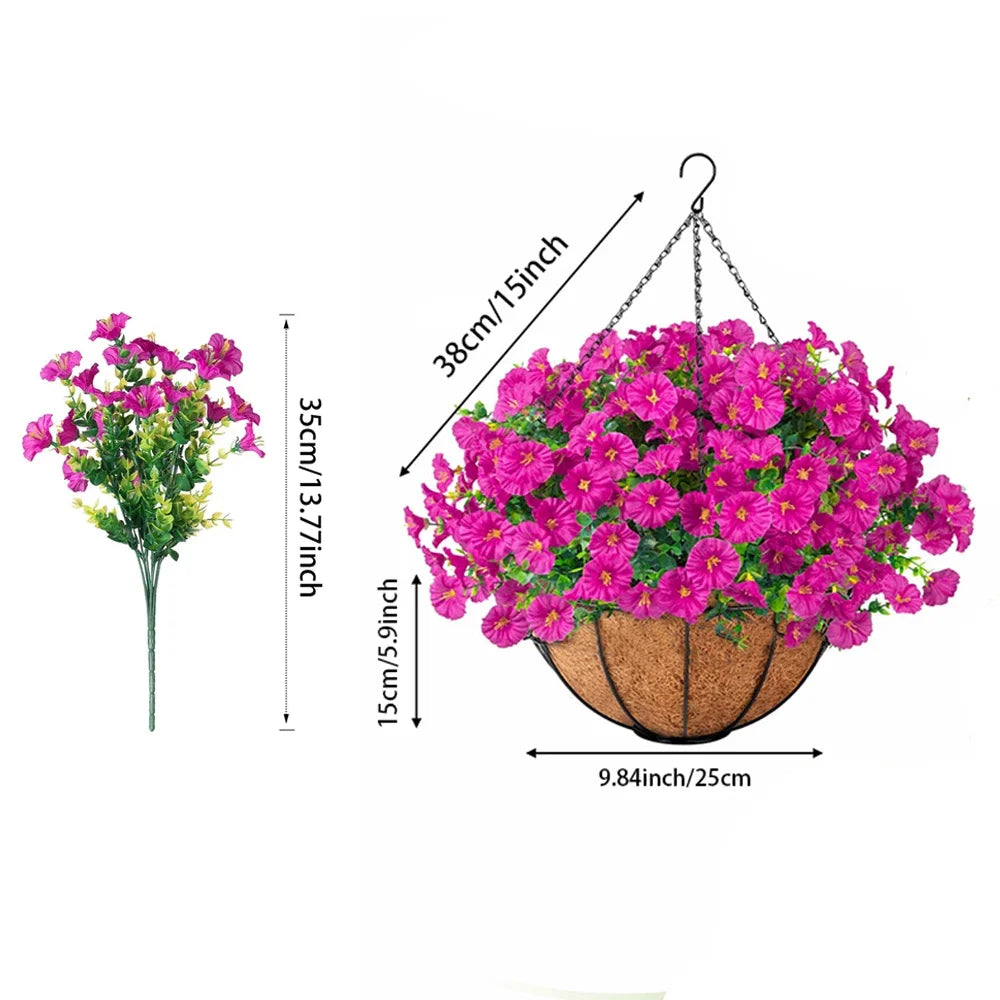 Artificial Hanging Petunia Basket – Outdoor Porch & Garden Flower Decor
