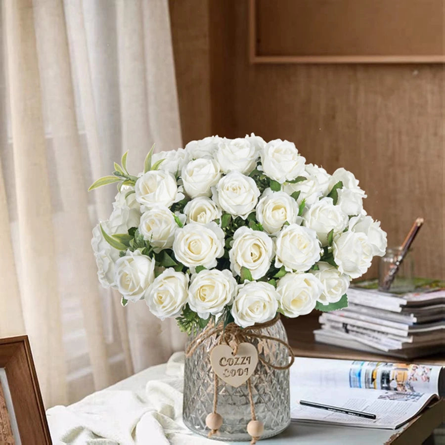 Bulk Artificial Roses- 10-Head Silk Bouquet