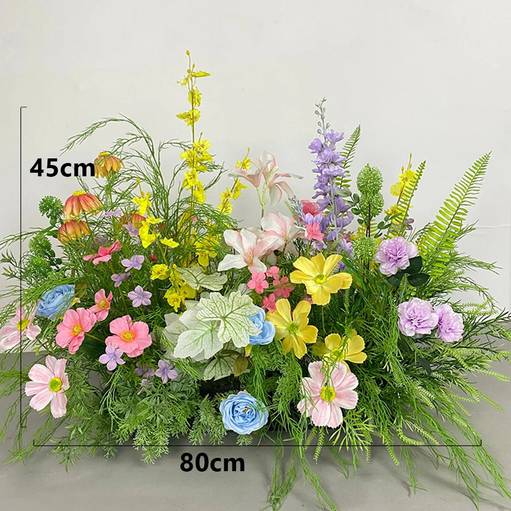Artificial Green Plants & Rose Wedding Backdrop Flower Row – Silk Hanging Floral Arrangement for Event Stage, Party Decor, Ceremony Arch & Floor Decoration