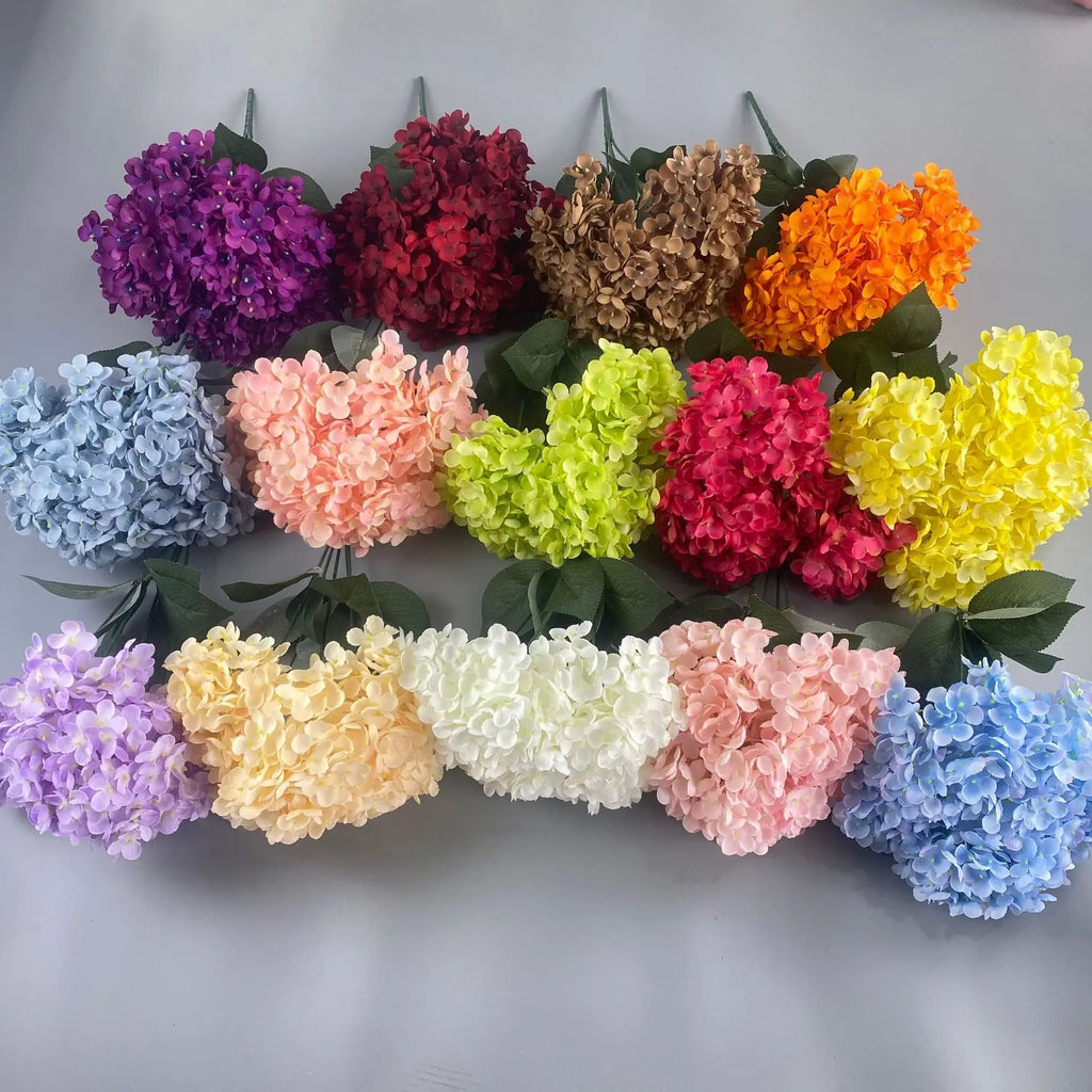 Artificial Hydrangea Bouquet – 5 Heads Silk Flowers