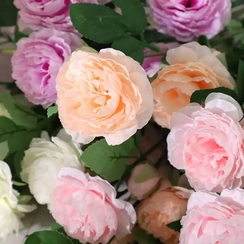 3 Head Artificial Peony & Rose Bouquet – Pink White Silk
