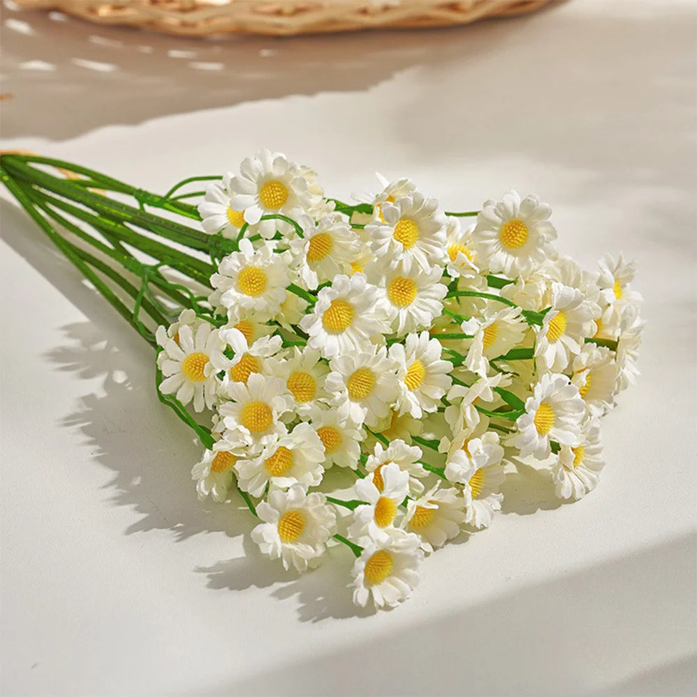 6PCS Artificial Daisy Bulk Bouquet – Polyester Faux Daisy Flowers