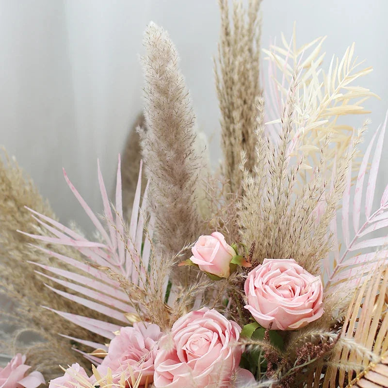 Boho Wedding Arch Flowers Kit Bulk – Pre-Made Pampas Silk Floral Backdrop Set