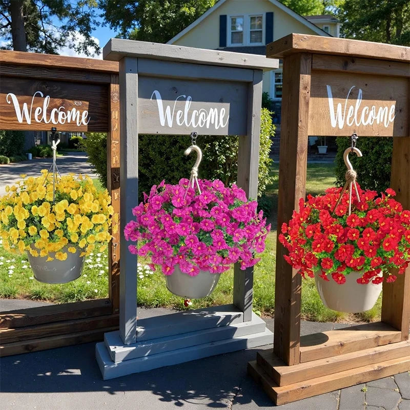 4 Bundles Artificial Morning Glory Flowers – UV Resistant Outdoor