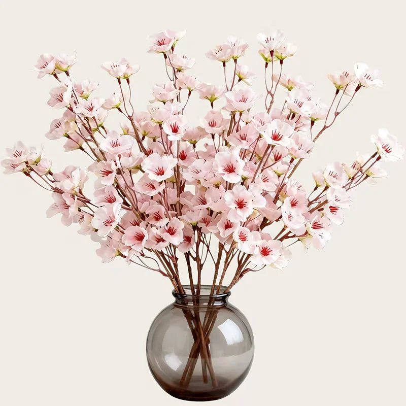 8PCS Artificial Peach Blossom Stems Bulk – Silk Cherry Blossom Branches