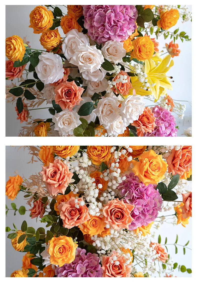 Colorful Rose Wildflower Wedding Arch Backdrop Bulk – Silk Floral Row 160–200cm