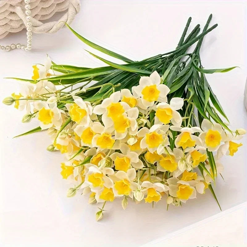 Artificial Daffodil Flowers UV Resistant – Realistic Faux Daffodil Plants Bulk